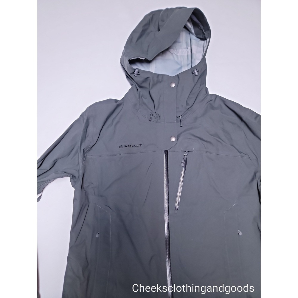 Mammut DryTech Premium Hooded Gray Waterproof Jacket Hooded Women's XL - Picture 4 of 12